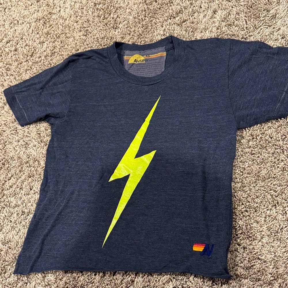 Aviator Nation Blue Tee with Yellow Accents